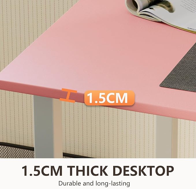 BestOffice Computer Desk,Home Office Desk, Modern Simple Style for Home Office Study Writing (Pink, 55 Inch)