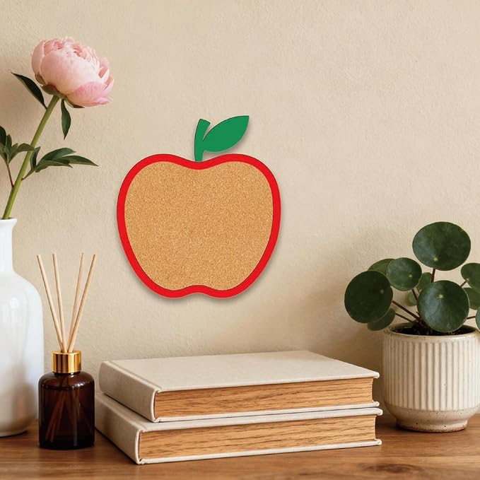 CRASPIRE Apple Pin Cork Board Framed Bulletin Display Badge Vintage Wooden Decorative Corkboard 8.85x9.84 Wall Mounted Memory Memo Brooch Lapel Holder Storage for Home Office School Classroom Wedding