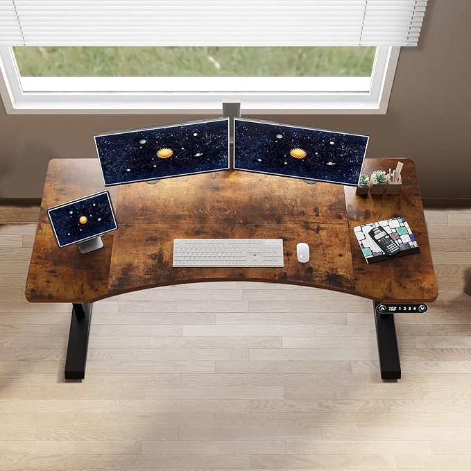 55 Inch Computer Desk, Large Office Desk for Home Office, Modern Writing Table with Sturdy Metal Frame