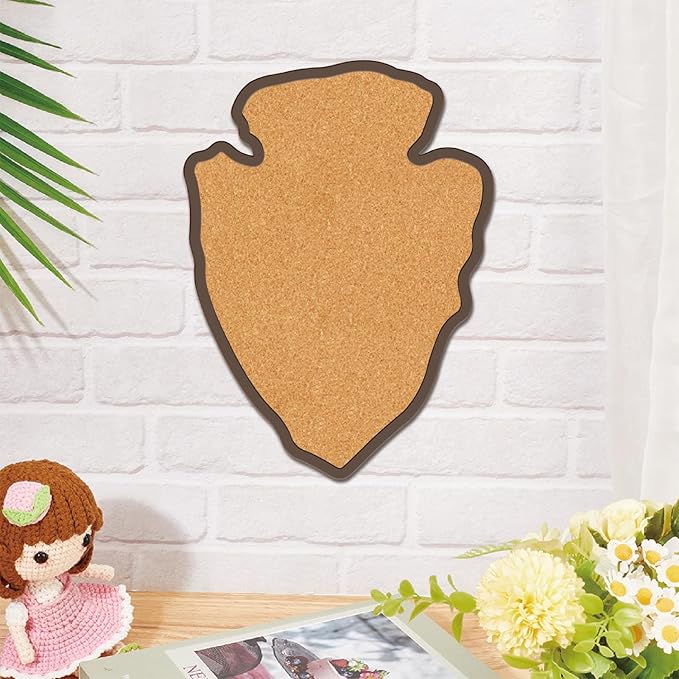 CRASPIRE Arrow Pin Cork Board 11.8x8.6In Wall Mounted Framed Bulletin Display Badge Wooden Saddle Brown Memory Memo Brooch Lapel Pin Holder Storage for Home Office School Classroom Wedding Decoration