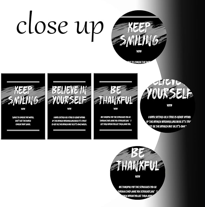 DINGFUN Motivational Poster Wall Art Inspirational Keep Smiling Quotes Positive Printed on Canvas Believe Yourself Sign Artwork for Home Teens Room Office Wall Decoration Ready to Hang [48''Hx24''W]
