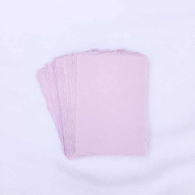 Deckle Papers® Deckled Edge Handmade Paper Place Cards, Escort Cards, Business Cards, Visiting Cards, 150gsm Thick, 2x3 Inches (Pack of-100 Pcs)-Purple