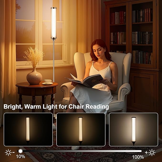 FRIDEKO HOME Floor Lamp, Smart RGBCW LED Color Changing Ambient Lighting for Living Room & Gaming Decor, Standing Lamp with App & Remote Control, Tall Corner Lamp for Bedroom, 12W 1500LM, Gold