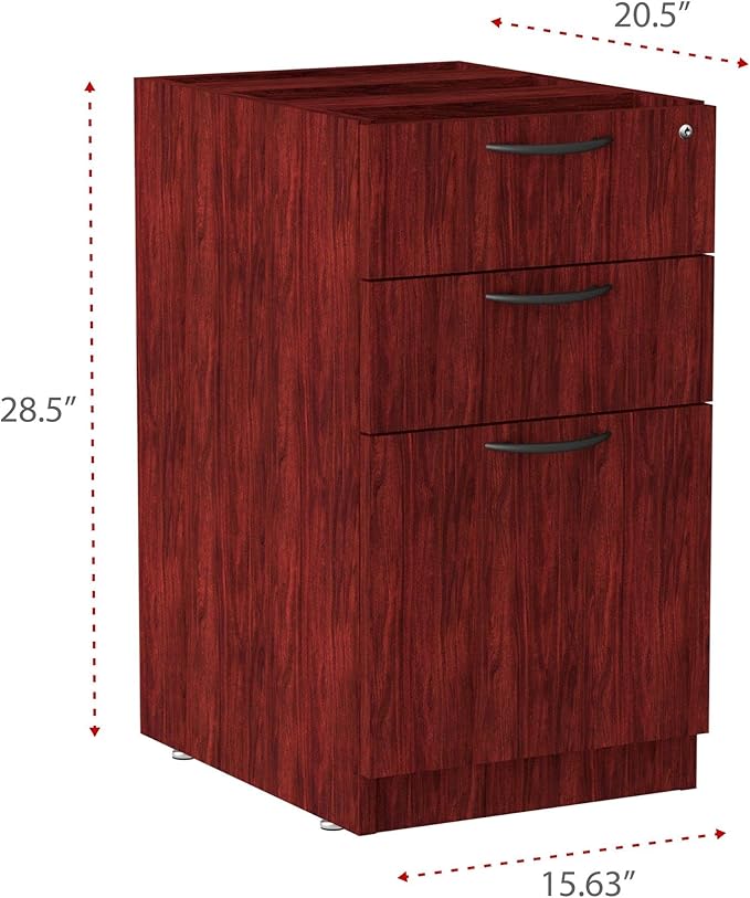 Alera Valencia Series 16 by 22 by 28-Inch 2 Box and 1 File Drawer Full Pedestal, Mahogany