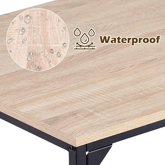 Dkelincs Computer Desk 47” Writing Desk Modern Simple Style Office Desk with Metal Frame for Home Office Easy Assembly,Nature