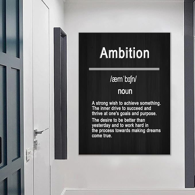 Ambition Motivational Canvas Wall Art Large Poster Print Inspirational Entrepreneur Quote Picture Painting Wall Decor Artwork for Living Room Workplace Office Stretched and Framed [30''Wx 40''H]
