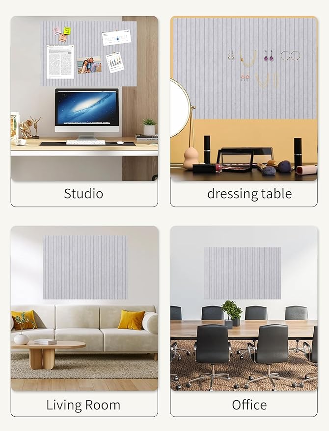 Large Bulletin Board 48"x 24" Cork Boards for Walls, 12 Pack Felt Wall Panels Photo Board, Cork Board for Office Home Pin Board