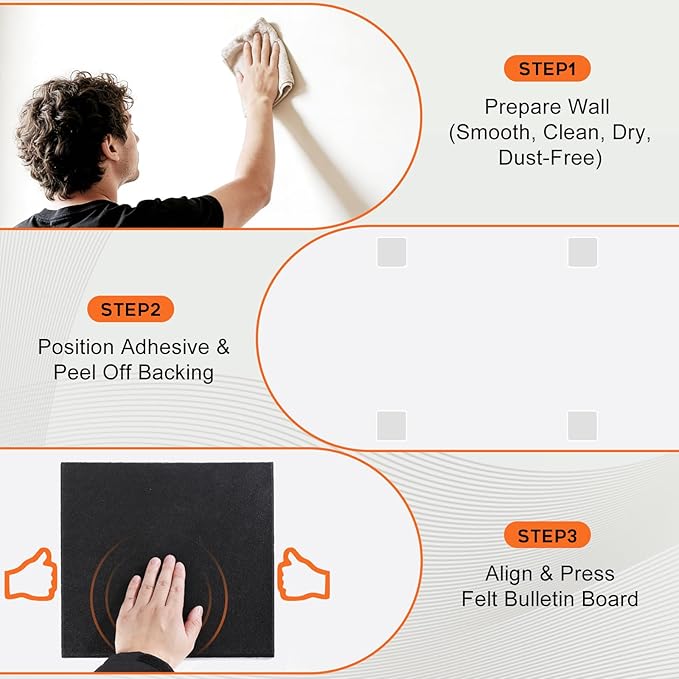 Felt Bulletin Board, Large Cork Board 36"x 24", 6 Pack Felt Wall Tiles with 35 Pcs Pushpins, Pin Boards for Office, Home & Classroom