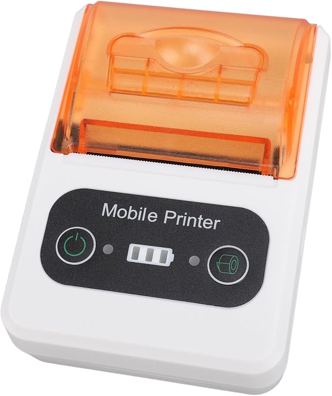Pomya Bluetooths Thermal Receipt Printer, 58mm Handheld POS Inkless Receipt Printer, Portable Small Thermal Printer for Small Business Office Retail Store Restaurant (Orange White)