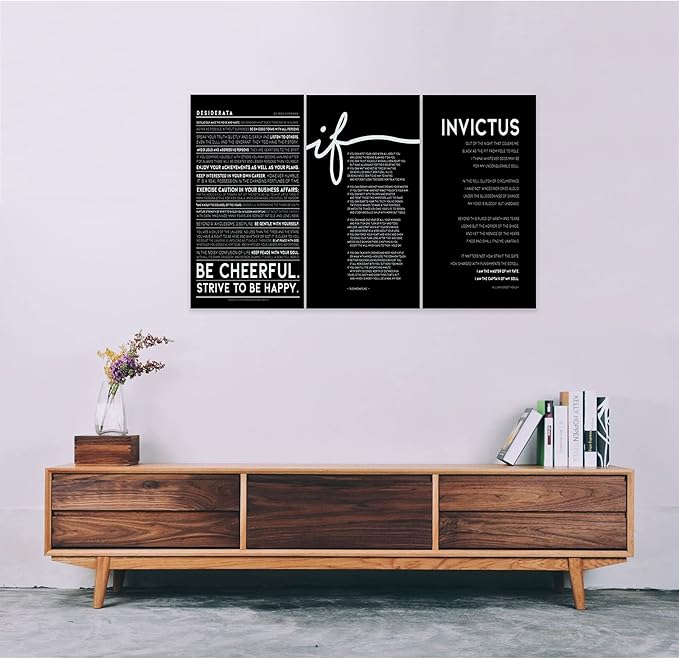 3 Piece Inspirational Wall Art, Black Background Sayings Picture, Quotes Motivational Canvas Prints for Office Decor, Triptych Entrepreneur Painting Framed Artwork for Home Wall Decor (36"Wx18" H)
