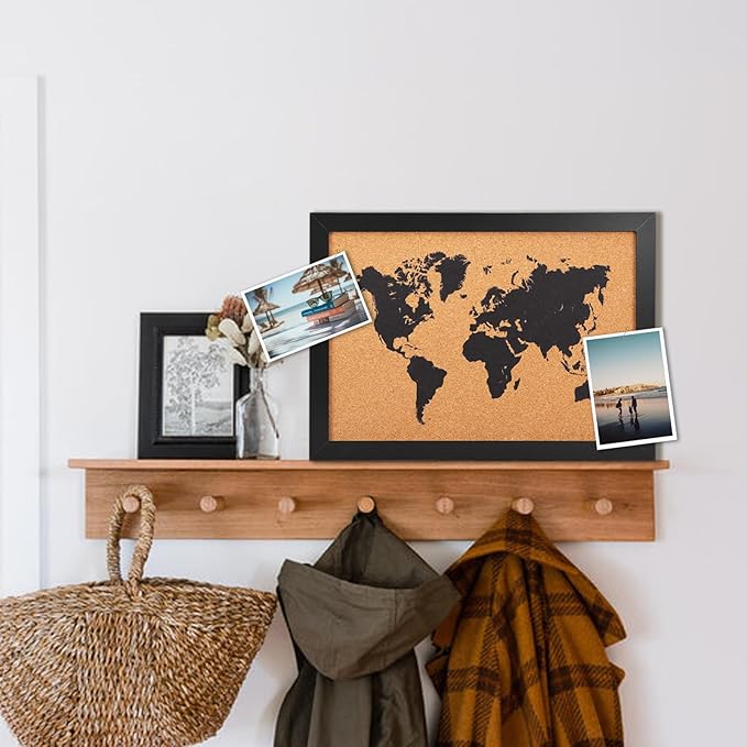 Cork Board Map of World, 20" X 30" Bulletin Boards for Walls with 10 Pins, Travel Tracker Map for Office, School and Home (WD-MAP-5075)