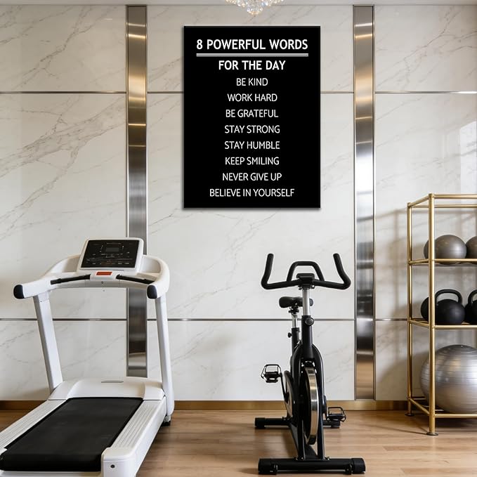 DINGFUN 8 Powerful Words Motivational Wall Decor Inspirational Office Entrepreneur Quotes Discipline Poster Wall Art Print Positive Picture Artwork for Gym Workspace Ready to Hang [18''W x 24''H]