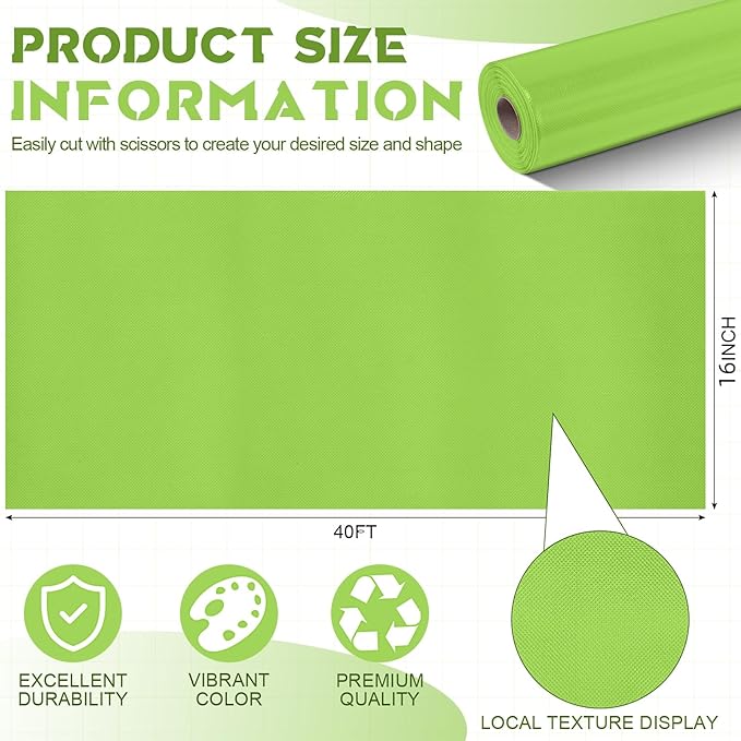 16 in x 40 Ft Fabric Bulletin Board Roll Classroom Non Woven Fabric Background Decorations Waterproof Wrinkle Resistant Bulletin Board for Back to School Wall Decor(Fruit Green,Pure)