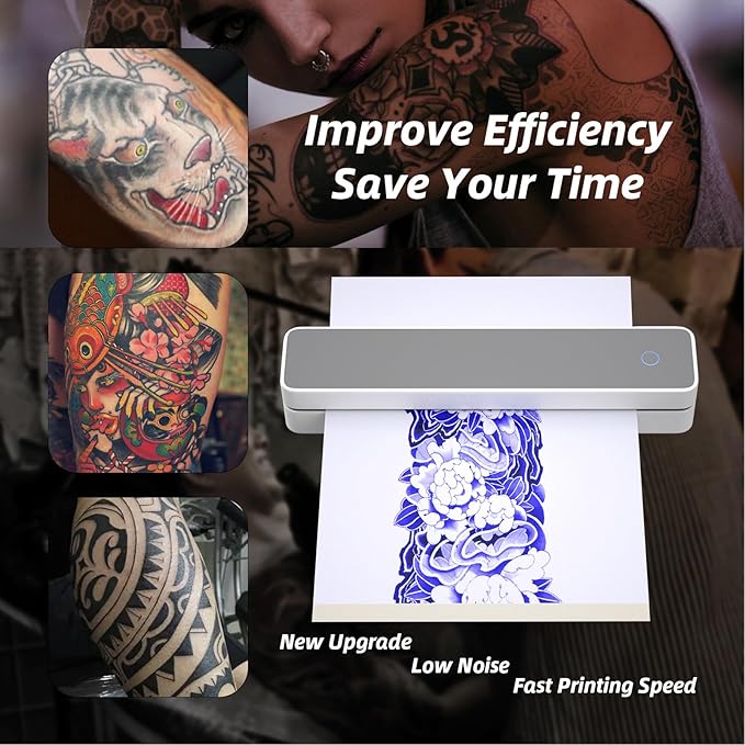 Yinhing Portable Travel Thermal Printer,Bluetooth Inkless A4 Mobile Printer with 10 Sheet Paper,for Office Study Meeting,Supports File Printing and Image Printing