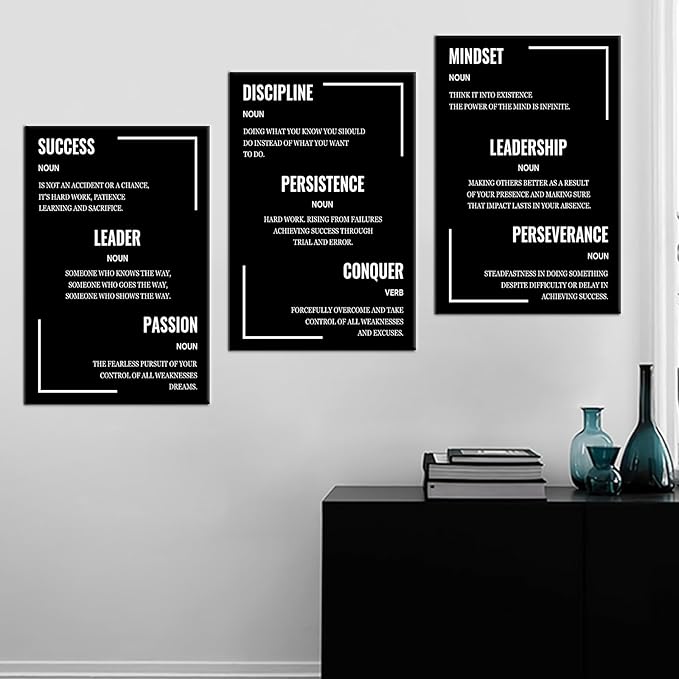 Motivational Poster Inspiring Canvas Wall Art Picture Prints 3 Piece Inspirational Wall Decor Painting Artwork for Modern Home Teens Room Office Classroom Gym Stretched and Framed [48''Hx24''W]