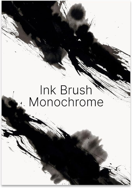 Modern Home Office Poster Print - Ink Brush Monochrome Art - 13x19 - Minimalist Wall Decor