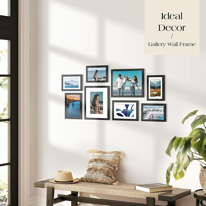 TWING Collage Picture Frames Wall Decor 10 Pack, Gallery Wall Black Picture Frame Set for Wall or Tabletop Display, Multi Sizes with Two 8x10, Four 5x7, and Four 4x6 Photo Frames