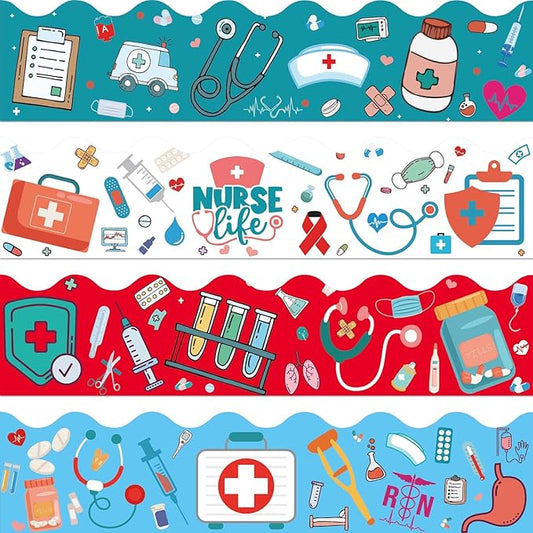 88Feet Nurse Healthcare Workers Bulletin Board Borders for Doctor Nurse Day Party Decoration Medical Nurse Themed Hospital Bulletin Board Sticker Nursing School Classroom Graduation Decorations