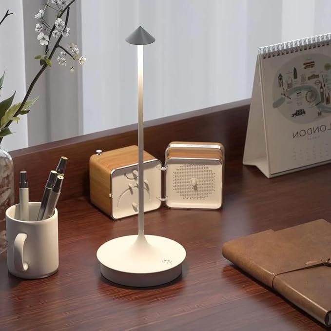 Cordless Table Lamp Rechargeable LED Battery Operated 4000mAh Table Lamp Touch Dimmable Lamp Outdoor Waterproof Portable Wireless Table Light for Dining Restaurant Bar Indoor/Outdoor Use (White-2PC)