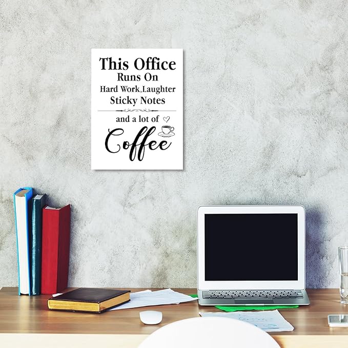 Funny Office Quote In This Office Runs On Hard Work Wall Art Canvas Framed for Workplace Wall Decor 28