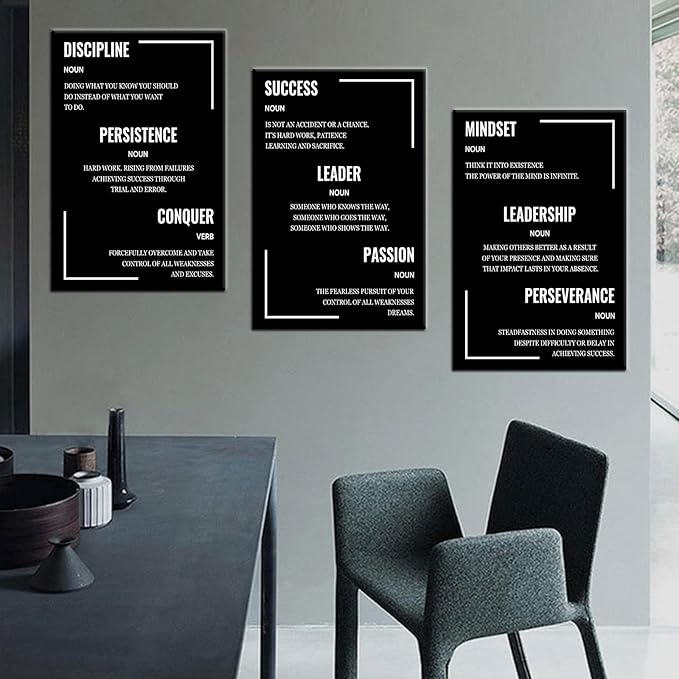 Motivational Poster Inspiring Canvas Wall Art Picture Prints 3 Piece Inspirational Wall Decor Painting Artwork for Modern Home Teens Room Office Classroom Gym Stretched and Framed [48''Hx24''W]