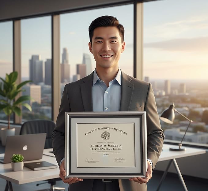Diploma Tassel and Photo Frame Natural Wood Shadowbox Dark Red Over Gold Mat - Fits 10 x 13 Degree Picture Made in the USA