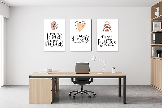 3 Piece Mental Health Canvas Wall Art, Anxiety Therapy Motivational Poster Canvas Print Pictures for Wall, Psychologist Counselor Inspirational Posters Framed Artwork for Classroom 20"x30" x 3 Pcs