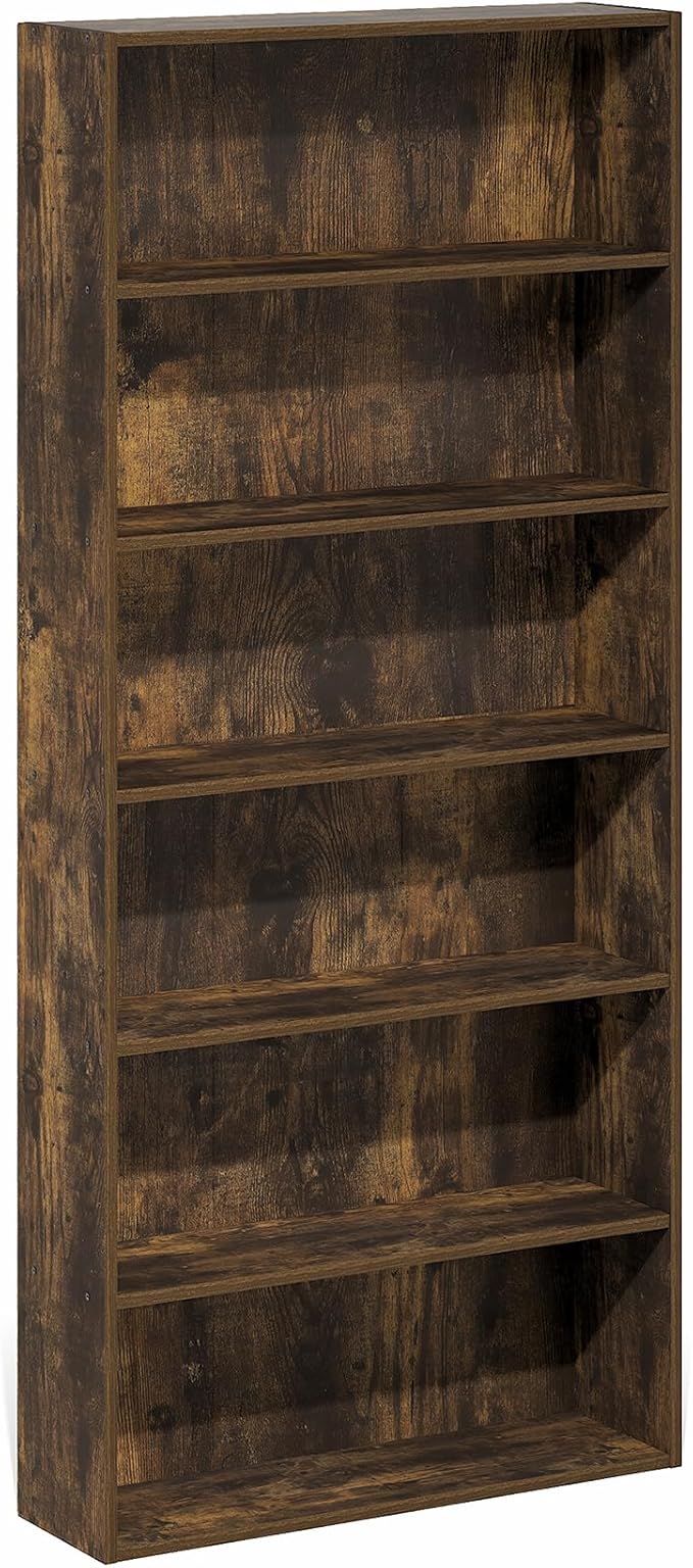 Furinno Basic Book Shelf, 6-Tier Bookcase with Open Shelf, Bookshelf, Cube Storage Organizer, 7 x 24 x 53, for Living Room, Bedroom, Home Office, Amber Pine