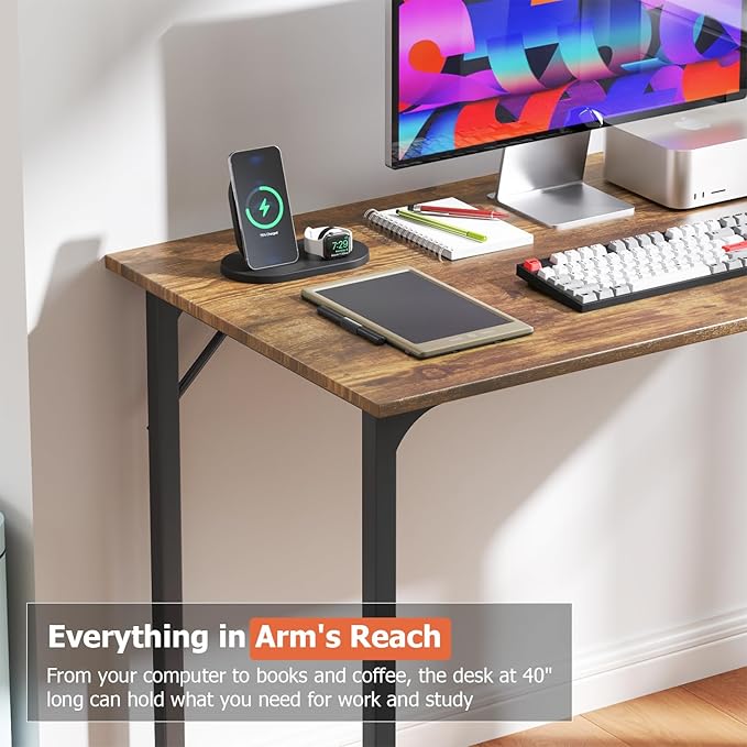 47 inch Computer Desk Modern Writing Desk,Simple Study Table,Industrial Office Desk,Sturdy Laptop Table for Home Office,Brown