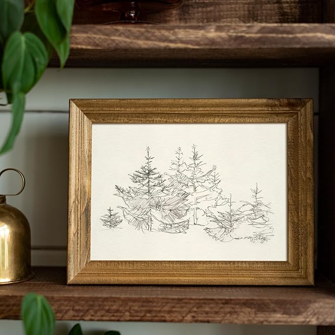 uniro Pine Tree Vintage Wall Art Gray Prints - Classical Naturalist Tree Landscape Print - Pine Trees Sketch Canvas Wall Art Decor Rustic Farmhouse Wall Decor - Minimalist Mid Century Wall Art Painting Picture Aesthetic for Bedroom Bathroom Living Room...