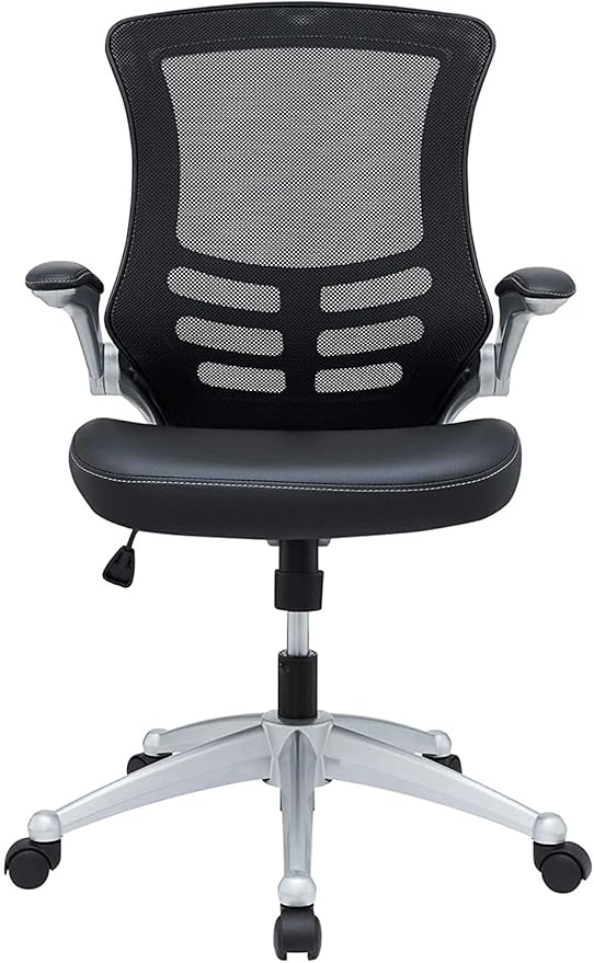 Modway Attainment Mesh Back and Vinyl Seat Modern Office Chair in Black