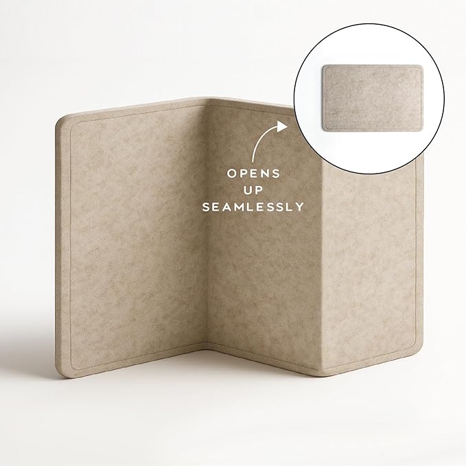 Orelle Felt Bulletin Board | 48 x 35” | Foldable Peel and Stick Felt Board for Wall | Alternative Cork Board for Office, Message Board, Kids Art Display | Beige