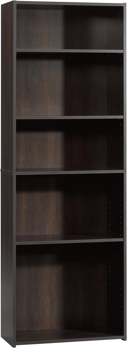 Sauder Beginnings 5-Shelf Bookcase, Bookshelf with Adjustable Storage Shelves, in Cinnamon Cherry finish
