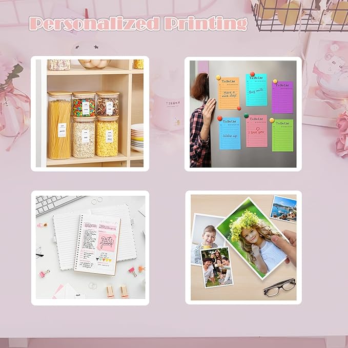 ciciglow D20 Pink Mini Sticker Printer, Label Maker Machine with 3 Rolls Colored Thermal Paper (Battery Included), Portable Inkless Sticker Maker, APP, for DIY Crafts, Journaling, Office Home Use
