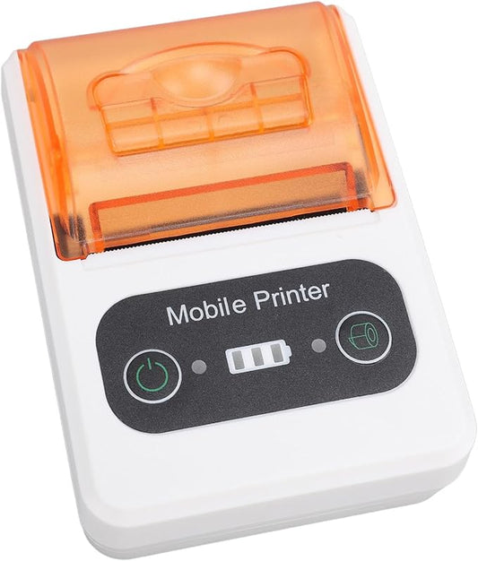 Bewinner Bluetooth Thermal Receipt Printer, 58mm Thermal Shipping Label Printer, Portable Cordless Label Maker Machine for Office Retail Store Restaurant (Orange White)
