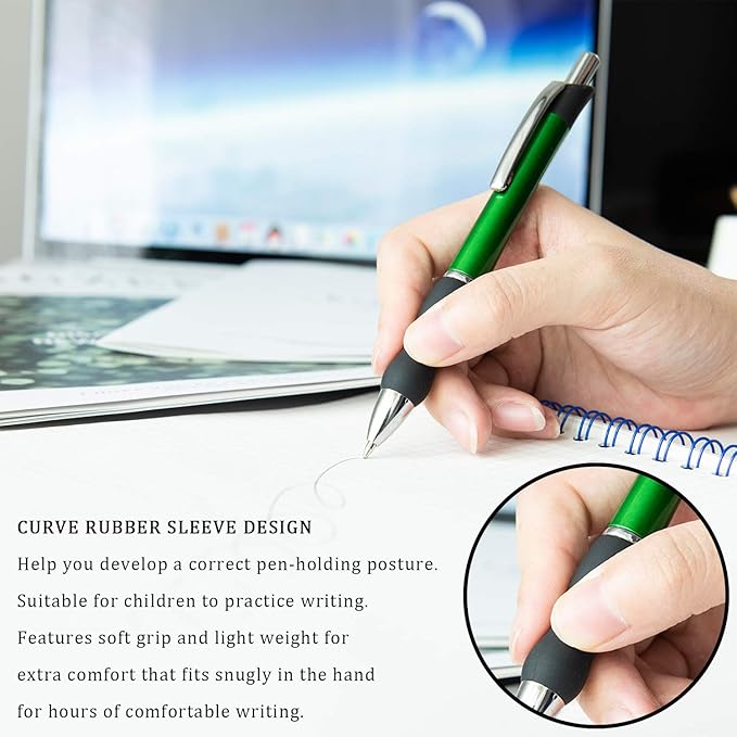 MiSiBao Retractable Ballpoint Pens Black Ink 1mm Medium Point Work Pen Smooth Writing for Men Women Office Business(6 count+3 refills)