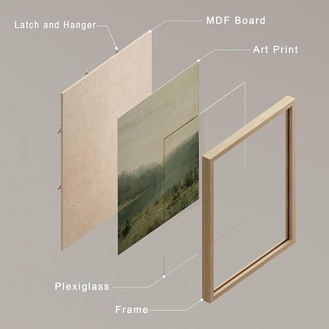 SIGNWIN Framed Poster Wall Art Set of Vintage Landscape, Sketches Art, Rustic Framhouse Decor for Living Room, Bedroom, Office - 8"x10"x 8 Natural