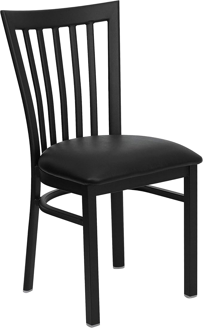 Flash Furniture 4 Pack HERCULES Series Black School House Back Metal Restaurant Chair - Black Vinyl Seat