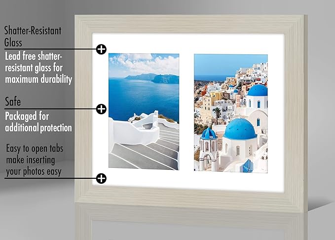 Americanflat 4x6 Double Picture Frame with Shatter-Resistant Glass - Fits Two 4x6 Photos or use as One 8x10 Picture Frame - Signature Collection - Collage Frames for Tabletop and Wall - Light Wood