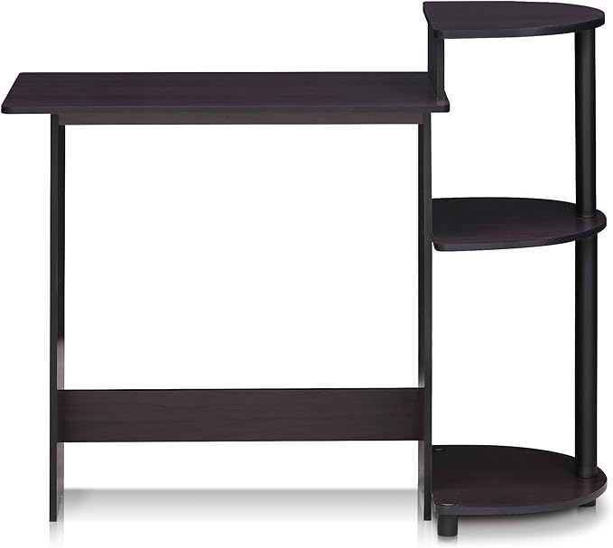 Furinno COMPACT Desk, 28.5" Wide Gaming Desk with Shelves, Computer Desk with Book Shelf, Office Desk for Home Office, Study Room, Dorm, Bedroom, Dark Walnut