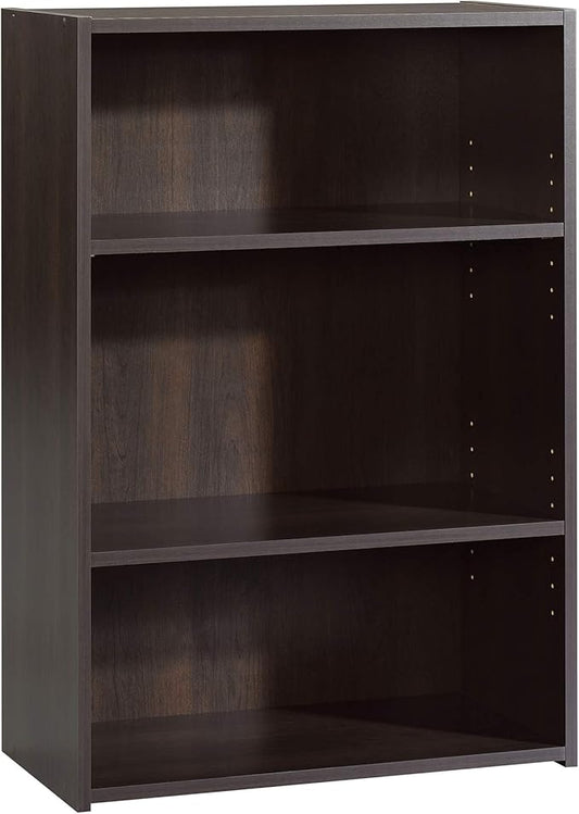 Sauder Beginnings 3-Shelf Bookcase, Bookshelf with Adjustable Storage Shelves, in Med Wood Finish