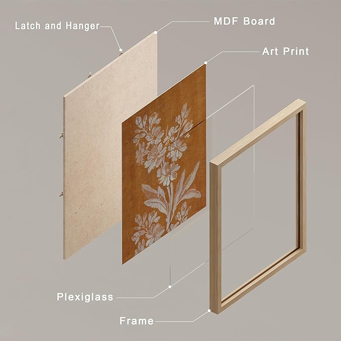 SIGNWIN Framed Poster Wall Art Set of Floral Botanical Flower Landscapes for Living Room, Bedroom, Office - 11"x14"x 8 Natural