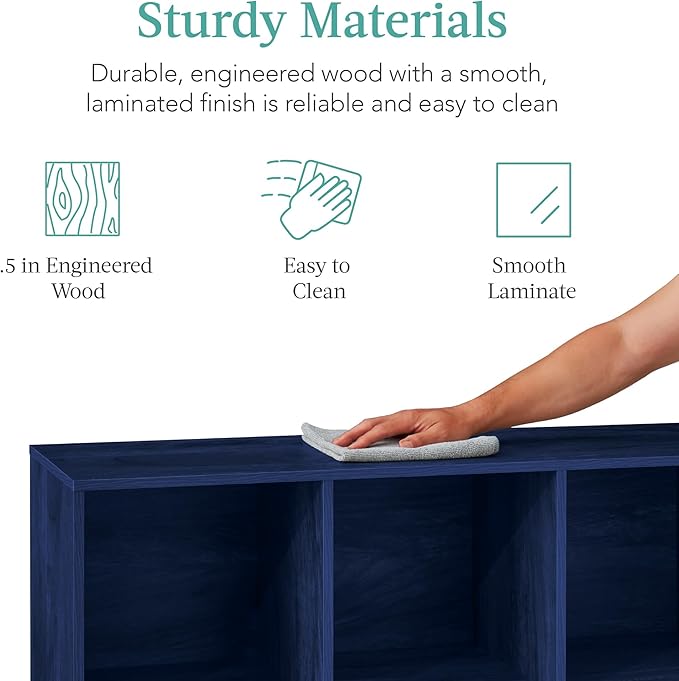 Best Choice Products Kids Bookcase 6-Cube Storage Organizer, 13.5in Shelf Opening, Bookshelf, Toy Storage, Customizable w/ 3 Removable Back Panels – Navy