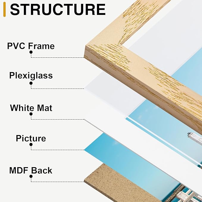 decorUhome Picture Frames Collage Wall Decor for Photo Gallery Display, Assorted Picture Frames set of 10 Including Two 8x10 / Four 5x7 / Four 4x6 for Family Wall Decor, Natural, 10 Pack
