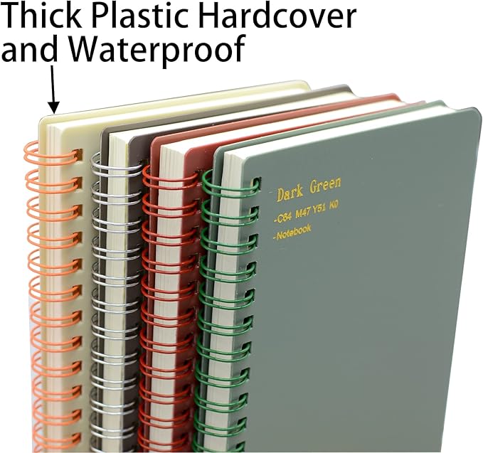 Yansanido Spiral Notebook, 8 Pcs 4 Color A6 Size Thick Plastic Hardcover 7mm College Ruled Paper 80 Sheets (160 Pages) Journal for School and Office Supplies (8 Pcs A6)