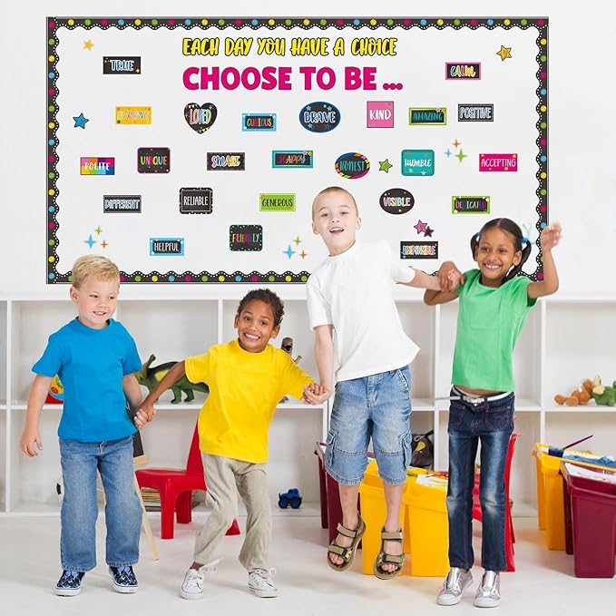 Motivational Bulletin Board Set Colorful Inspirational Decoration for Classroom Motivational Posters Choose to Be Positive Accent Cutouts Colorful Bulletin Boards for Teachers School Wall Supplies
