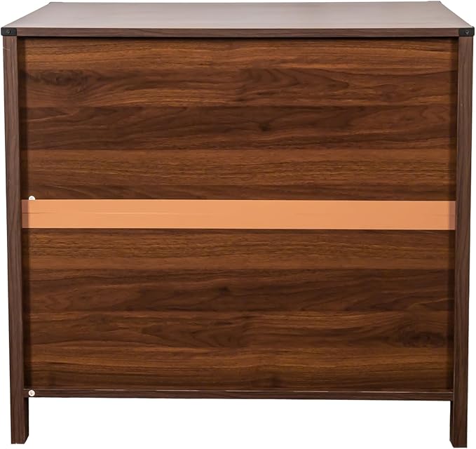 2 Drawer File Cabinet with Lock, Home Office Filing Organizer, for Letter Legal A4 Size Labeled Folders File Folder Storage, Wood Lateral Filing Cabinet (Walnut-W31.5*D20*H28.98in)