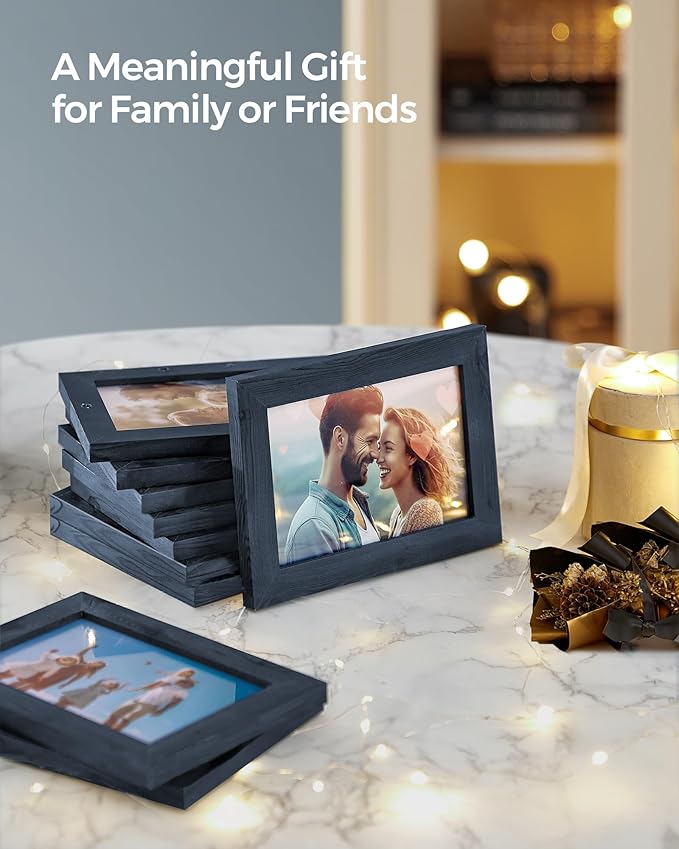 SONGMICS 4x6 Collage Picture Frames, 10-Pack Photo Collage Frame for Wall Decor, Glass Front, Assembly Required, Navy Blue URPF020Q01