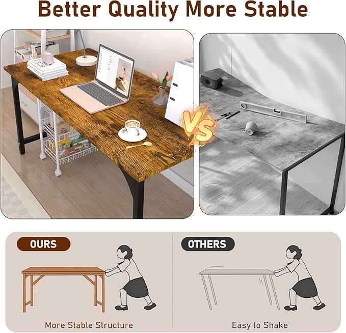 AZN Computer Desk, Office Desk 47'', Computer Desk for Work Study Writing Gaming, Office Desk w/ 24in Wide Desktop & Large Legroom, Home Office Desks w/Waterproof & Scratch-Resistant Surface