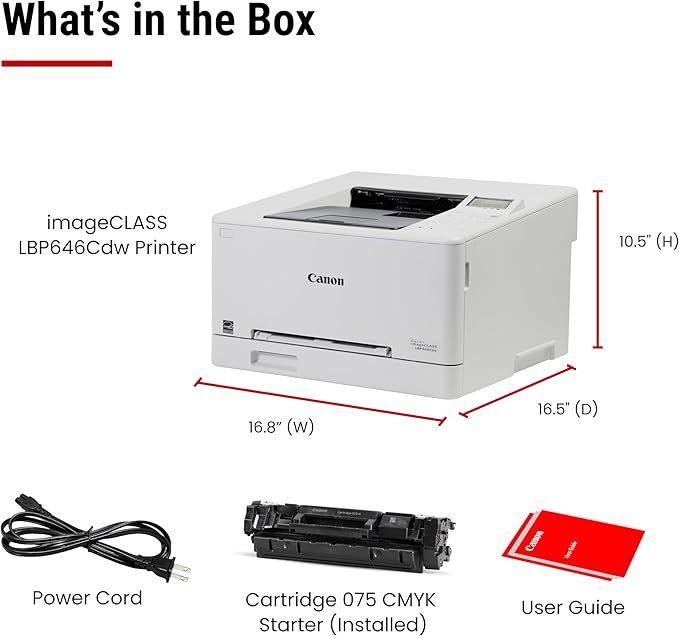 Canon Color imageCLASS LBP646Cdw Wireless Laser Printer for Duplex Printing, White - 26 PPM Home Office, Small Office Printer